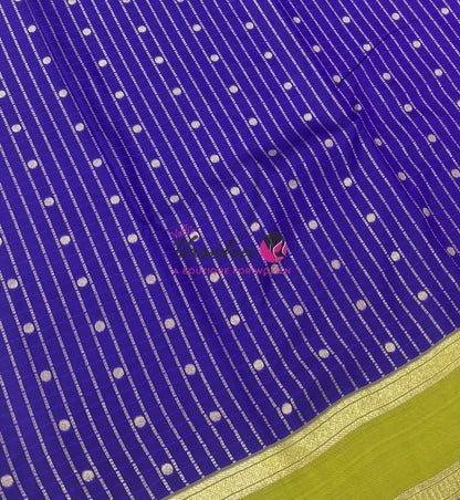 Semi Soft Silk -  Violetish Purple With Green- VVSSS035