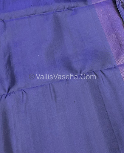 Pure Soft Silk Saree - Antique Zari - Border Less - Navy Blue - VVPSS037