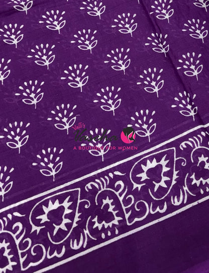 Pure Soft Mul Mul Cotton Sarees - Hand Block Prints - VVMMC011