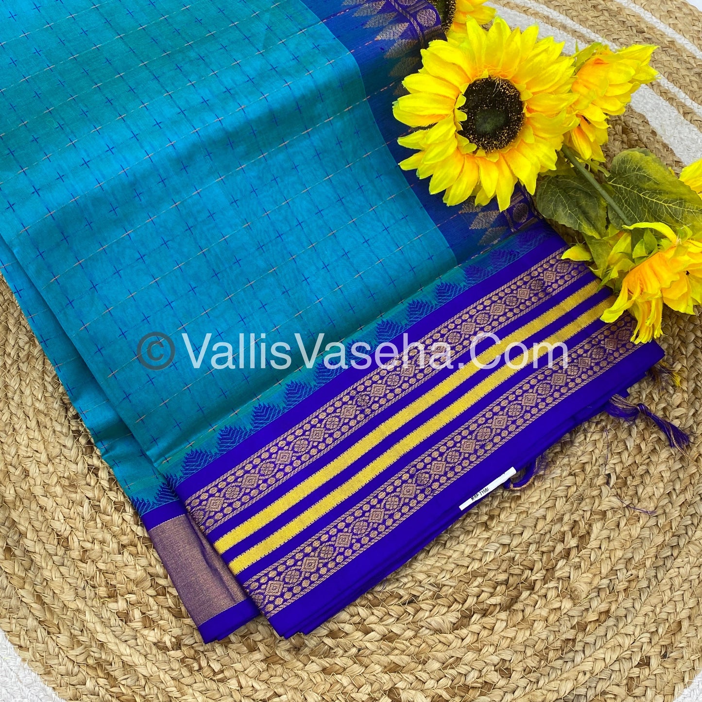 Korvai Silk Cotton - Blue Shade with Blue - VVKSC012