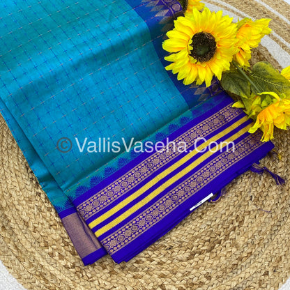 Korvai Silk Cotton - Blue Shade with Blue - VVKSC012