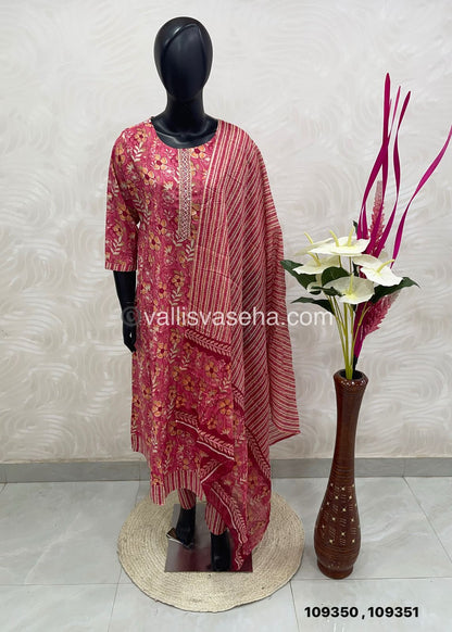 Ready Made - Anarkali - Salwar, Kameez & Duppatta(3pc)- Printed Cotton - VVAS002