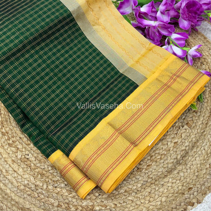 Pure Korvai Silk Cotton - Green & Cream Combo - VVKSC010