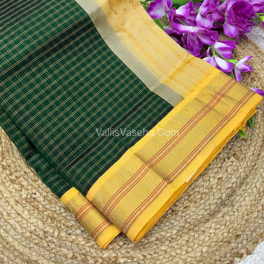Pure Korvai Silk Cotton - Green & Cream Combo - VVKSC010