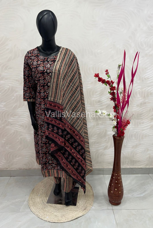 Ready Made - Anarkali - Salwar, Kameez & Duppatta(3pc)- Printed Cotton - VVAS005