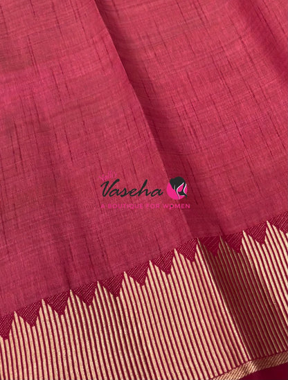 Semi Tussar Silk Saree | Maroon Shade |VVSTS051