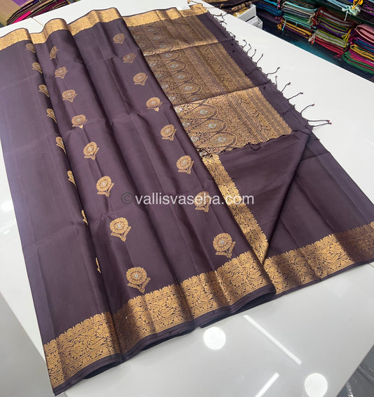 Pure Soft Silk Saree - Kanchi Border -  Brown Shade - VVPSS046
