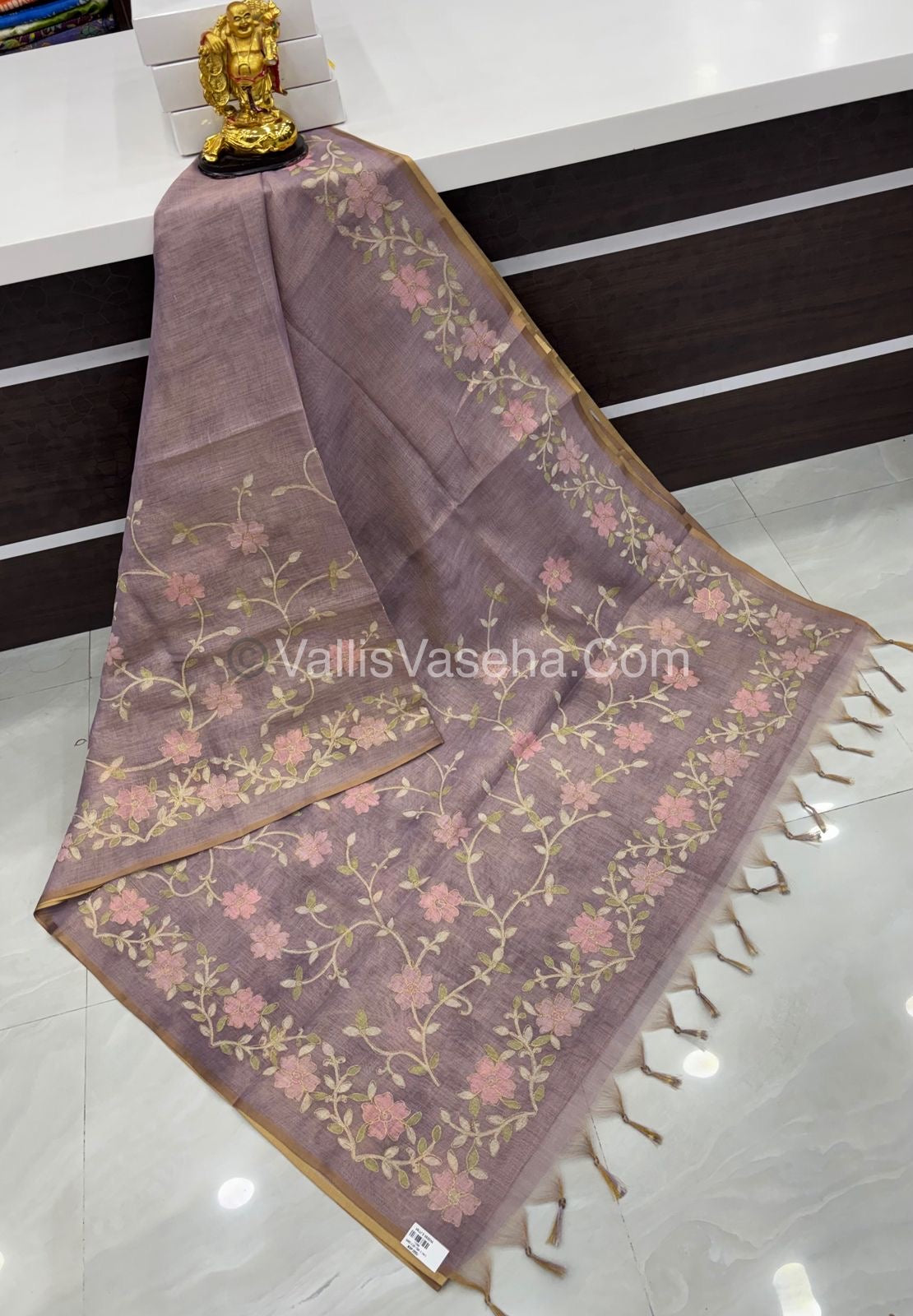 Tissue Linen Saree - Lavender Shade - VVTLS001