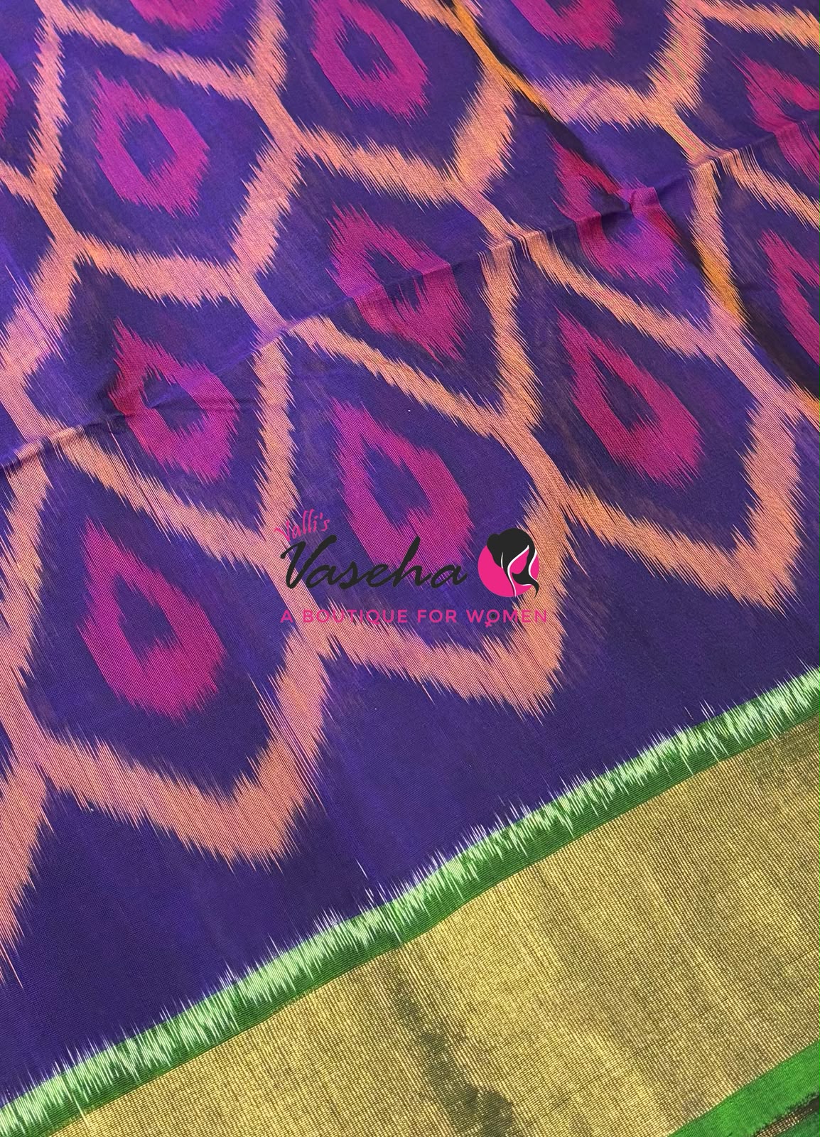 Pochampally Silk Cotton Saree -  Blue & Green Shade - VVPPS001