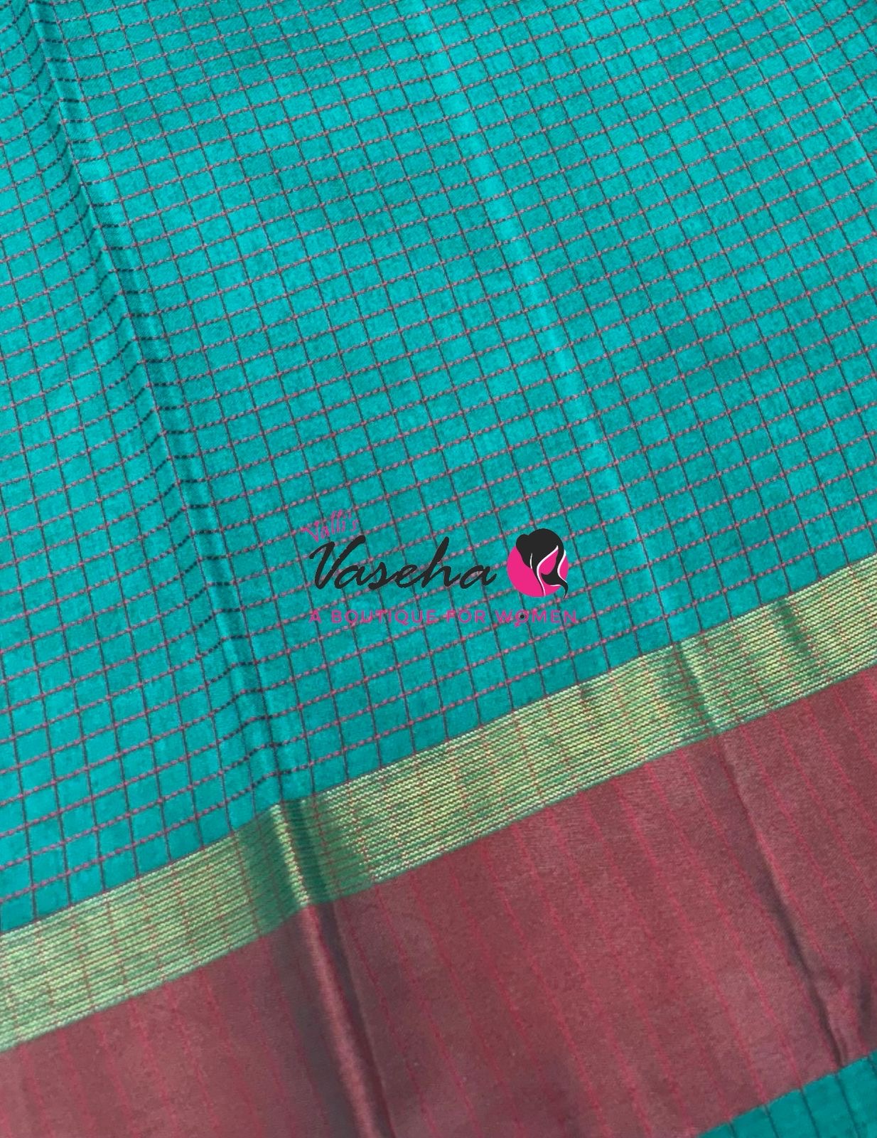 Semi Silk Saree - Thread Work Weaving - Ramar Blue With Maroon - VVSSS0038