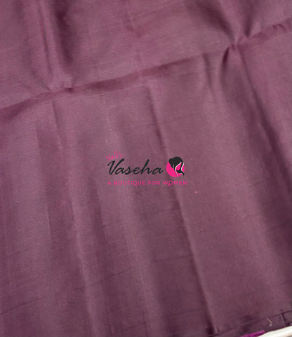 Pure Soft Silk Saree - Pink & Wine Brown Shade - VVPSS055