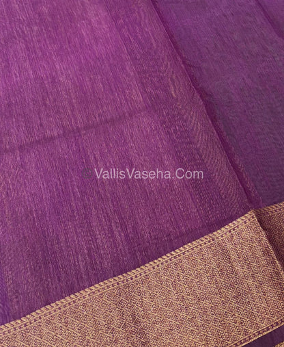 Bamboo Silk Saree -  Grey With Purple Shade - VVBSS002