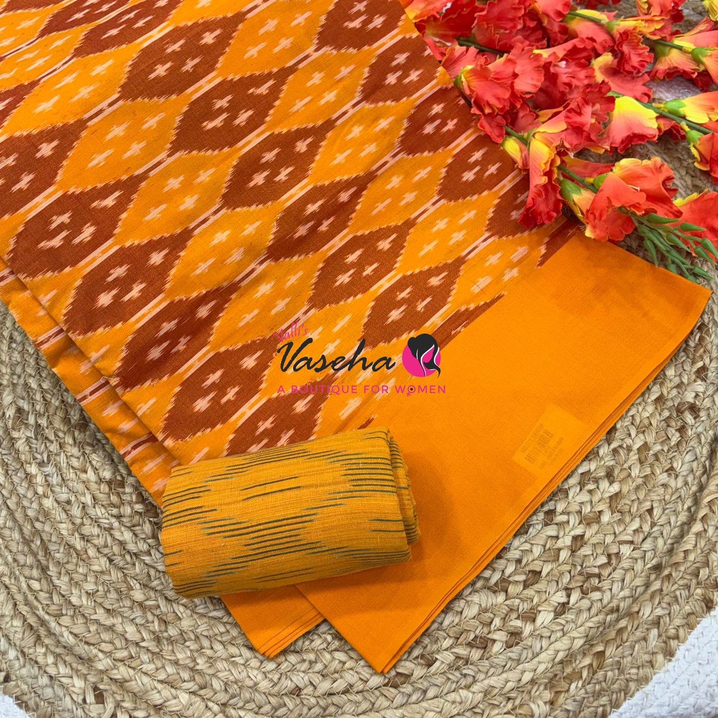 Ikkat Mercerised Cotton Saree - Single Ikkat - VVIKS001