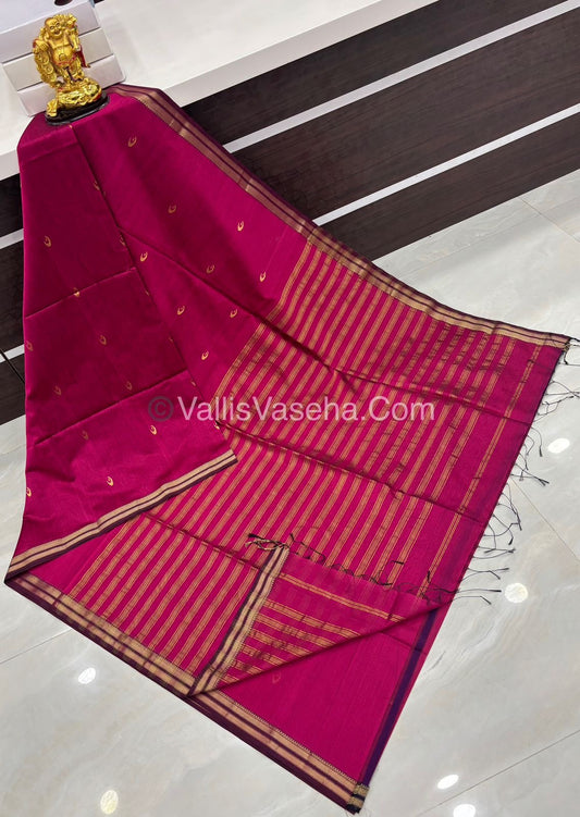 Pure Maheshwari Silk Cotton Saree - Pink Color - VVMSC007