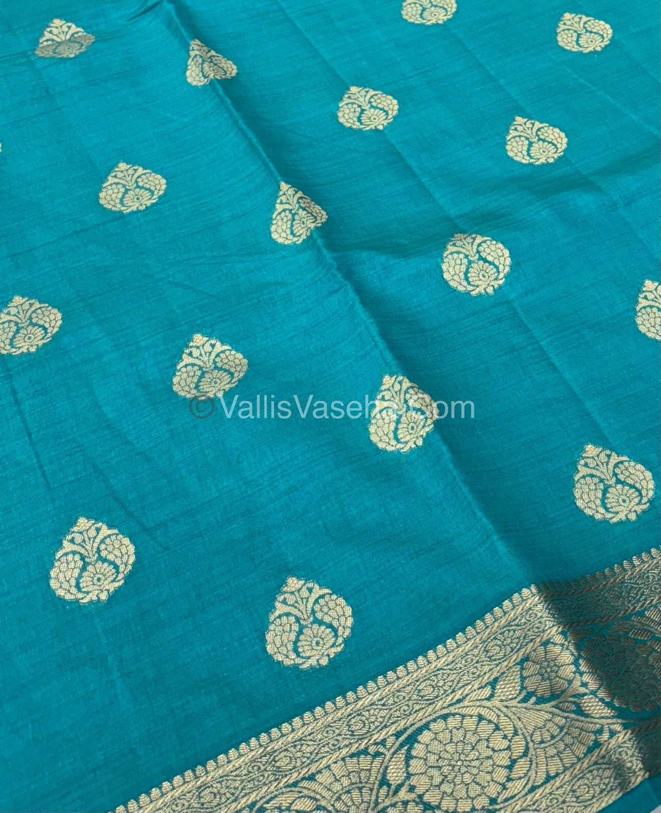 Semi Tussar Silk - Grand Pallu  - Blue Shade - VVSTS029