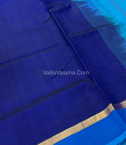 Pure Silk Cotton Sarees - Blue With Blue - VVPSC003