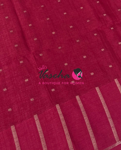 Semi Matka Tussar Silk Saree | Double Blouse | Redish, Pink Shade |VVSTS052
