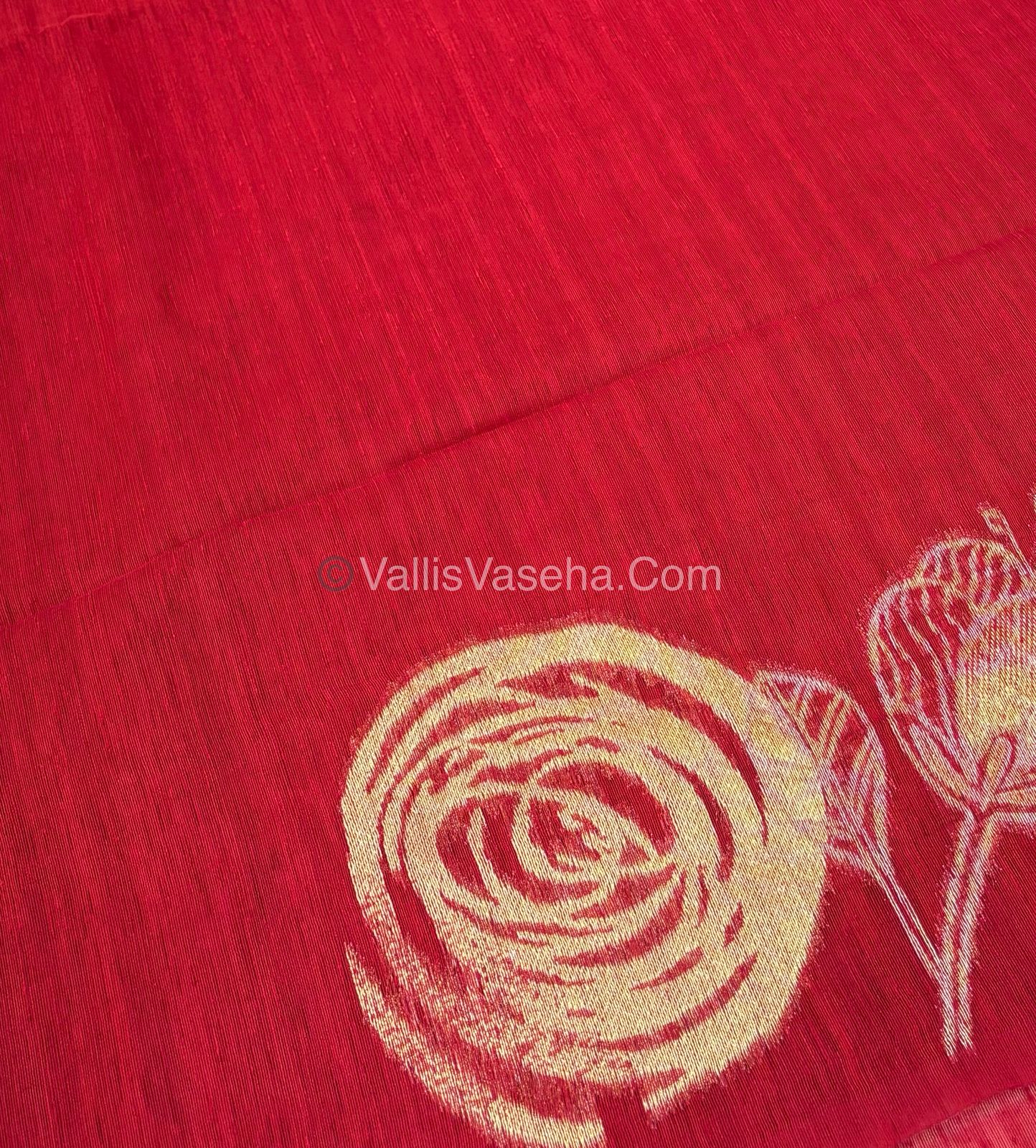 Linen Mixed Jute Silk Saree - Red Shade - VVLMJ002
