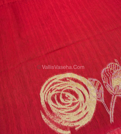 Linen Mixed Jute Silk Saree - Red Shade - VVLMJ002