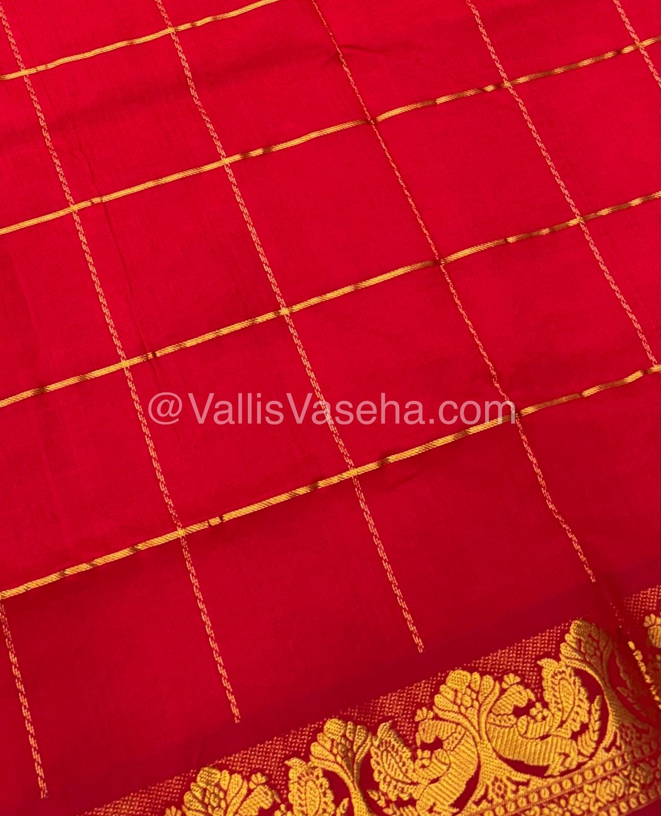 Semi Silk Cotton Saree - orange with with Red shade - VVSSC002