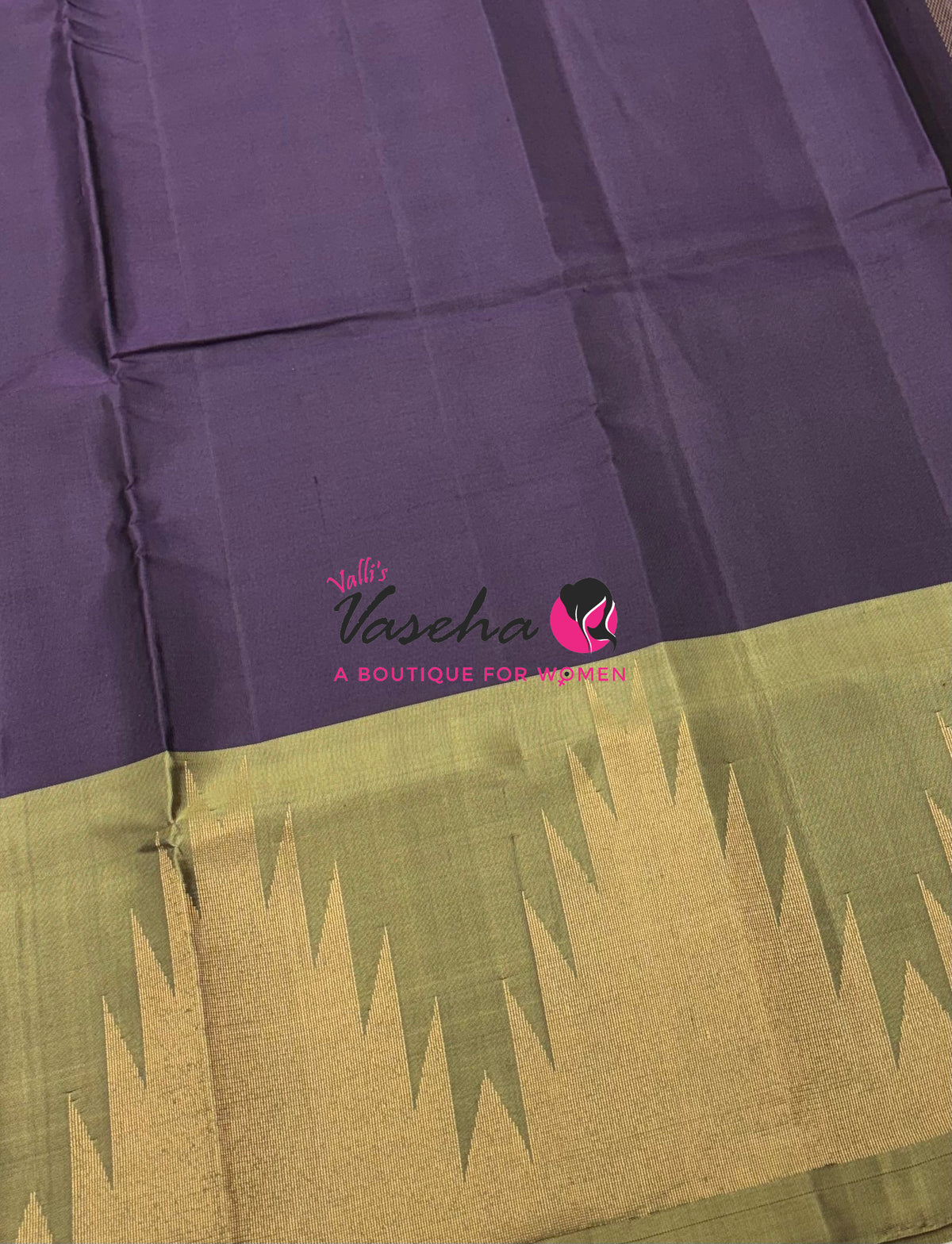 Pure Soft Silk Saree - Purple & Olive Green - VVPSS032
