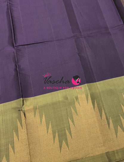 Pure Soft Silk Saree - Purple & Olive Green - VVPSS032