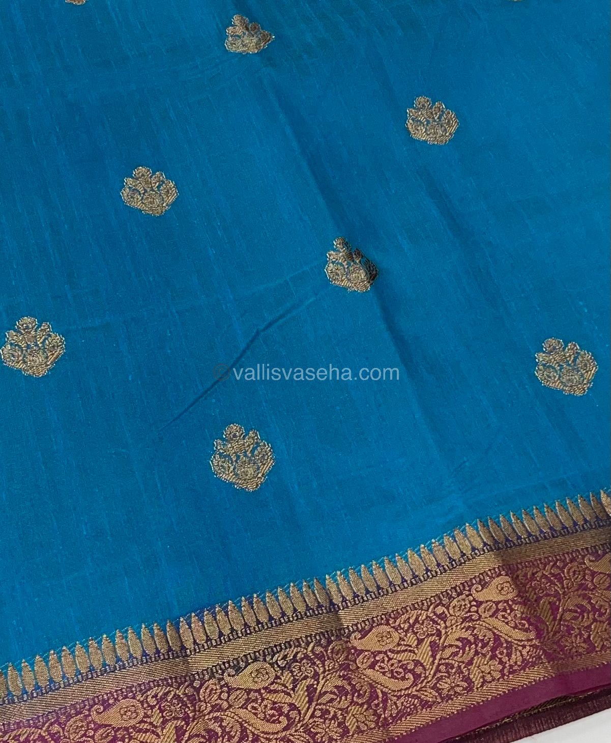 Bamboo Silk Saree - Peacock Blue With Purplish Wine Shade - VVBSS001