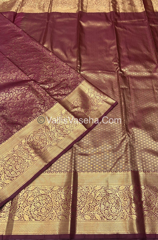 Semi Kanchipuram Silk - Wine Merun shade - Semi Bridal - VVSKS002