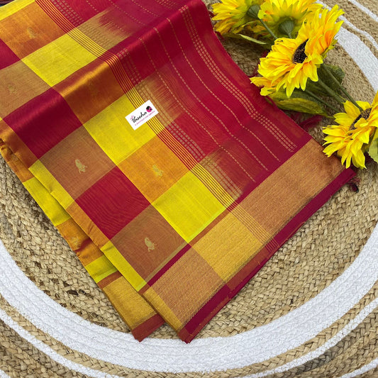 Pure Silk Cotton Saree - Pazhum Pazhamum Checks Design - VVPPSC01