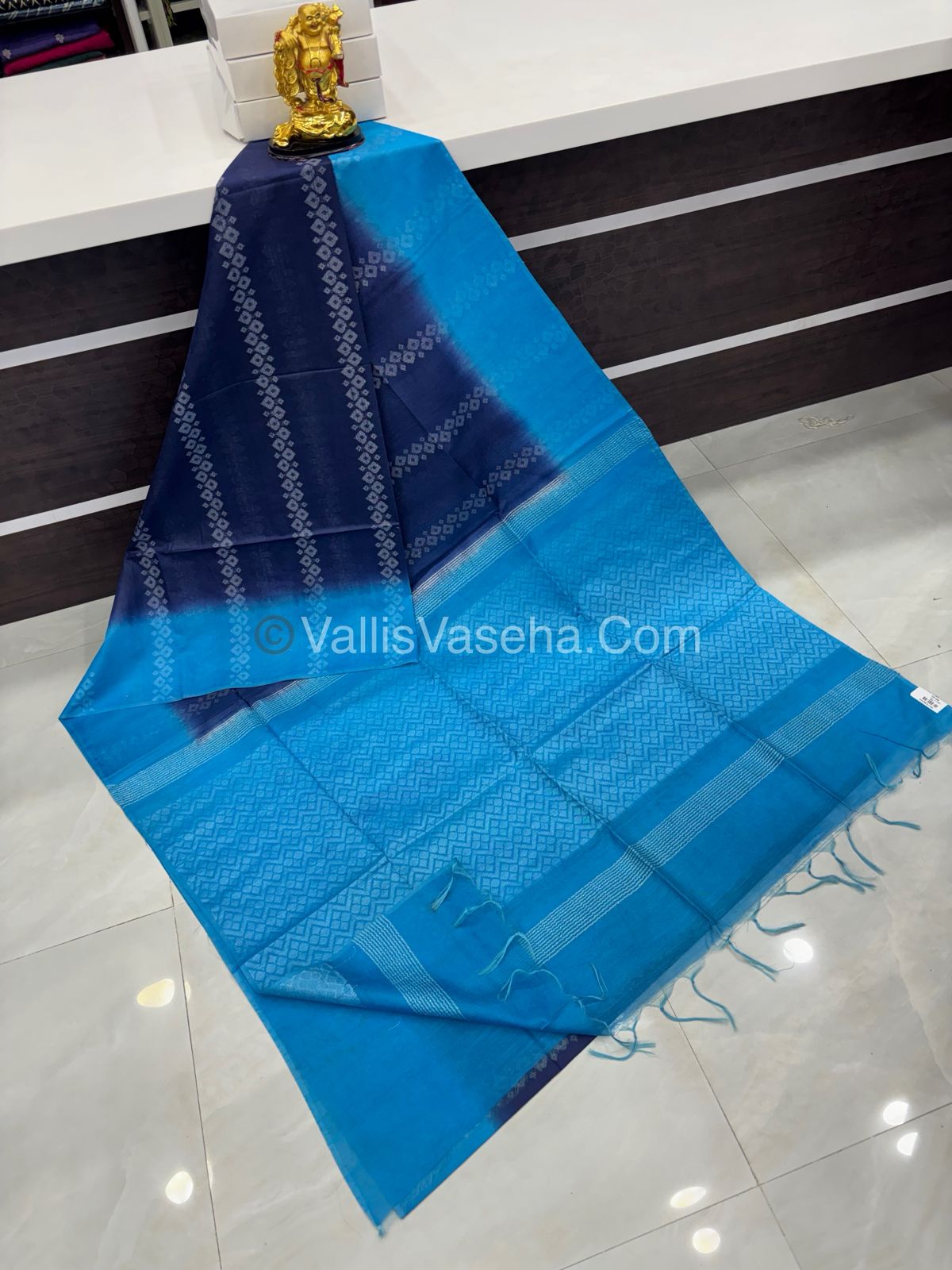 Bhagalpuri Silk - Blue With Blue  - VVBS008