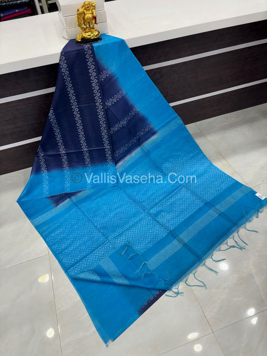 Bhagalpuri Silk - Blue With Blue  - VVBS008