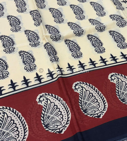 Pure Soft Mul Mul Cotton Sarees - Hand Block Prints - VVMMC006