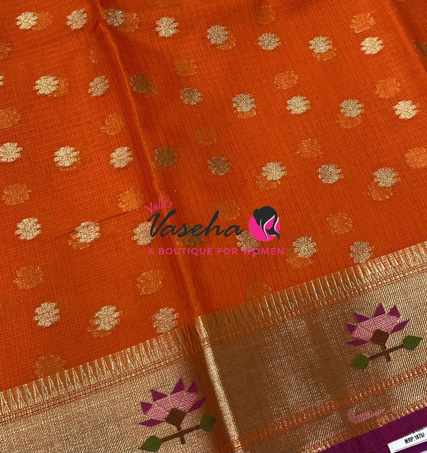 Kota Saree - Paithani Border - Orange with  Pink   - VVKPS001