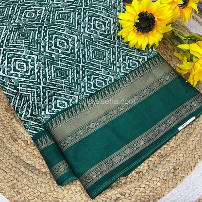 Casual Wear Saree - Fancy Mixed Cotton - Green Shade - VVFMC002