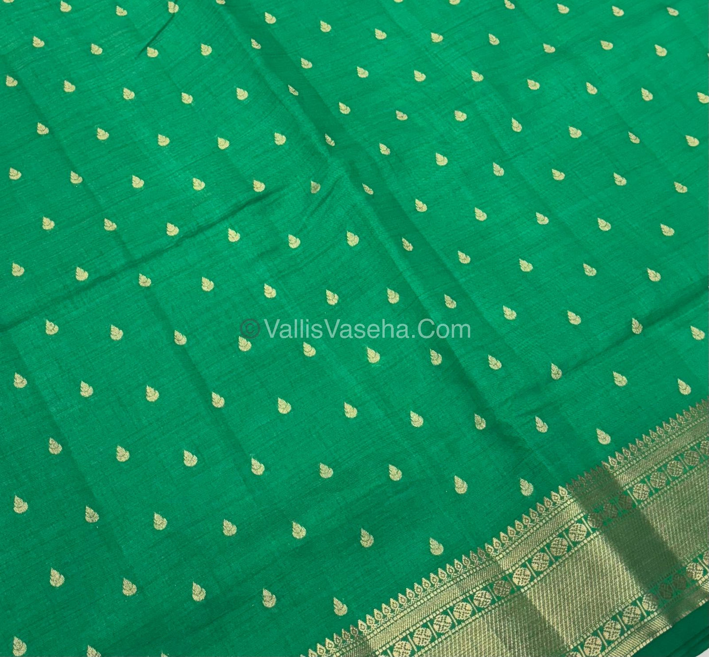 Semi Tussar Silk - Grand Pallu Green Shade - VVSTS023