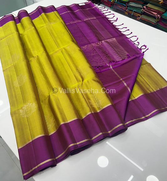 Pure Soft Silk Saree  -  Yellow & Purplish Pink Combo - VVPSS055