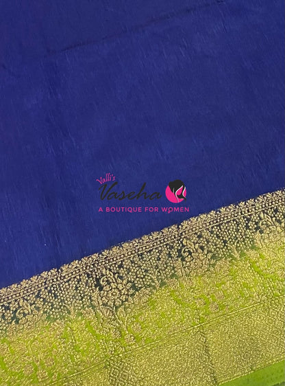 Semi Jute Silk Saree - Blue With Green Shade- VVSJS001