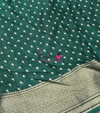 Semi Binny Silk - Varli Design - Green Shade  - VVSBS010
