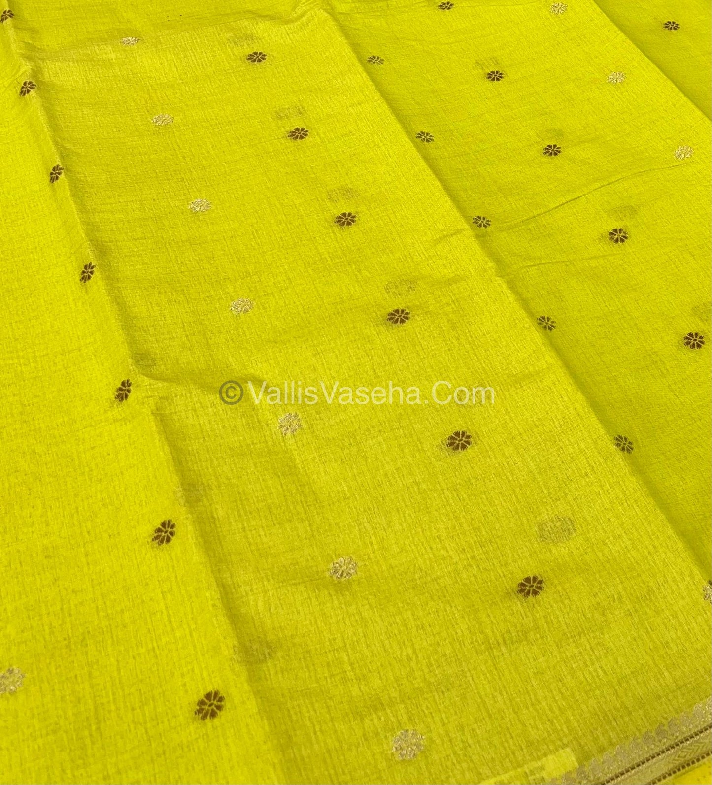 Semi Tussar Silk Saree - Lemon Yellow shade - VVSTS011