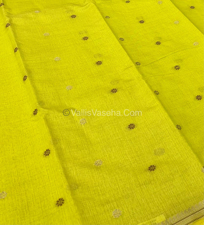 Semi Tussar Silk Saree - Lemon Yellow shade - VVSTS011
