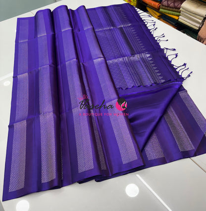 Pure Soft Silk Saree - Border Less  - Violetish Purple Shade - VVPSS068