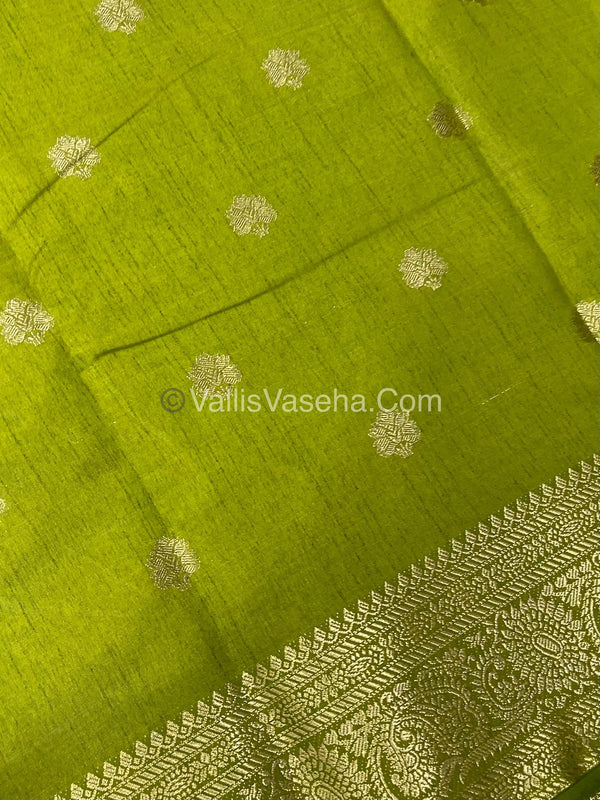 Semi Tussar Silk Saree | Mehandi Green shade |VVSTS044