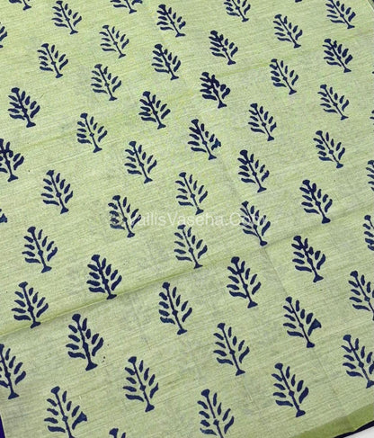 Poly Silk Mixed Cotton - Mirror Work Embroidery - Violetish Blue with Green - VVPCM001