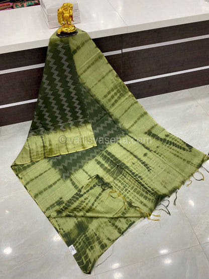 Bhagalpuri Silk - Green with Green  - VVBS003