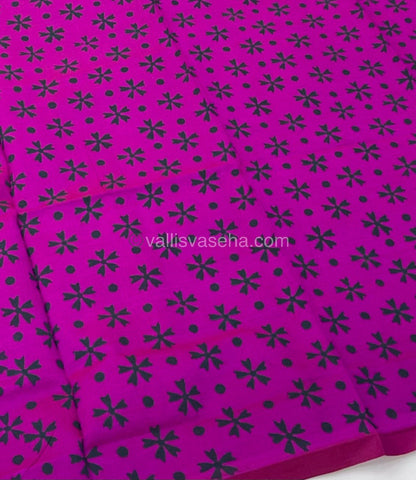 Poly Silk Mixed Printed Cotton - Green With Pink - VVPCP002