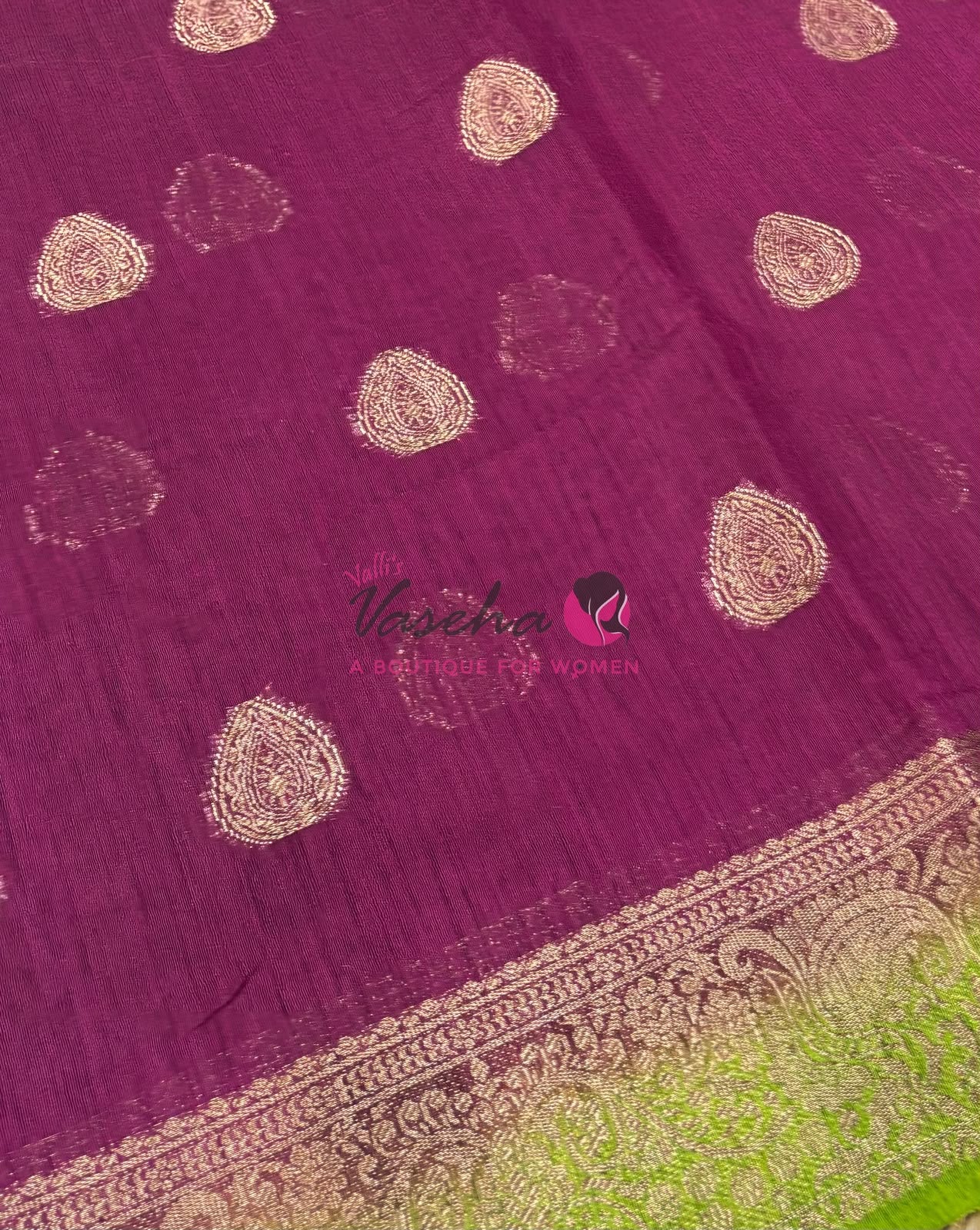 Bamboo Silk Saree- Maroon with Green Shade - VVBSS016