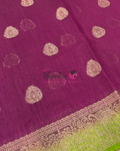 Bamboo Silk Saree- Maroon with Green Shade - VVBSS016