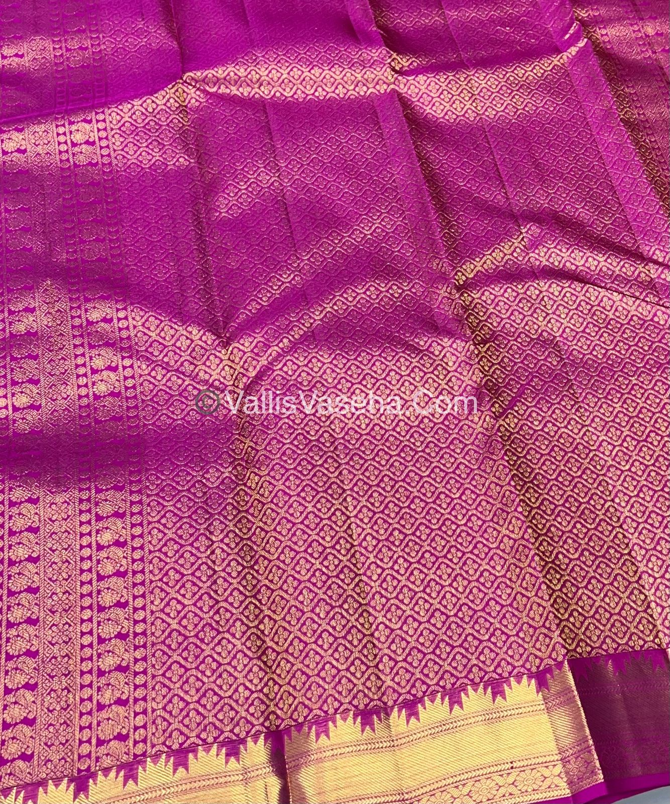 Pure Kanchipuram Silk Saree - Purple(Vadamalli) & Purplish Pink  Combo - VVPS013