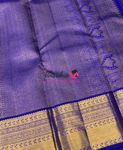 Pure Vintage Korvai Kanchipuram Silk Saree - Pazhum Pazhamum Checks - VVPS061