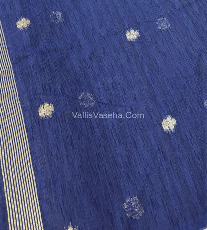 Linen Mixed Jute Silk Saree - Navy Blue Shade - VVLMJ002